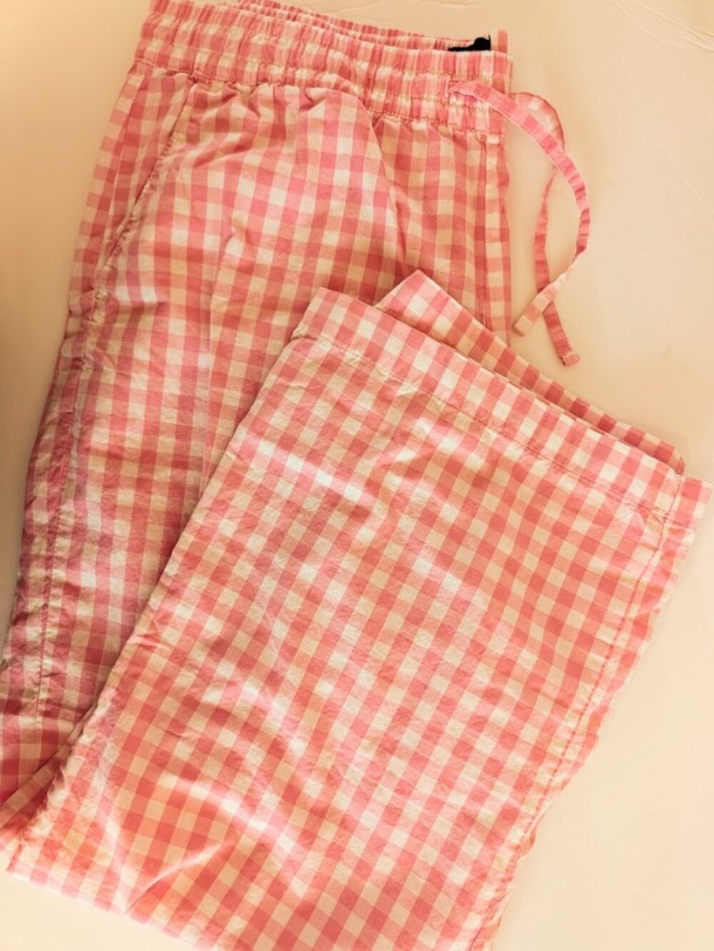 GAP pink and white gingham pajama bottoms NWOT Size L